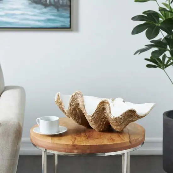 White 20" Shell Decorative Bowl {3}