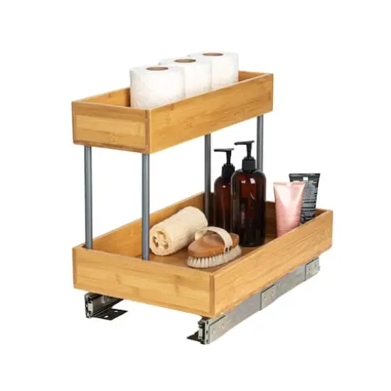 Household Essentials Glidez Steel & Bamboo Slide-Out 2-Tier Storage Organizer {4}