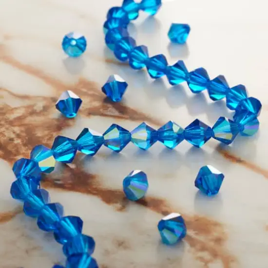 Preciosa Glass Crystal Bicone Beads, 6mm by Bead Landing&trade; Capri Blue AB {3}
