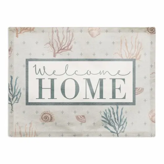 Welcome Home Multi Shell Coral & Plus Cotton Twill Placemat Blue/Blue {1}