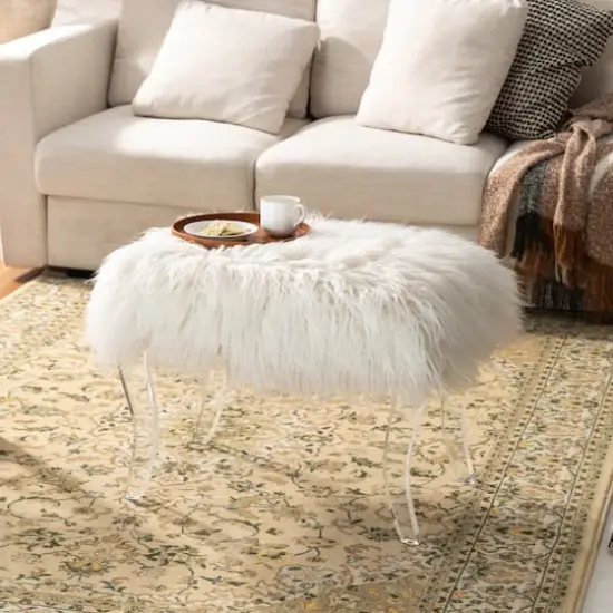 Glitzhome&reg; 24" Faux Fur Acrylic Bench {3}
