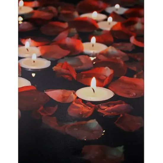LED Flickering Tea Light Candles & Rose Petal Canvas Wall Art {1}