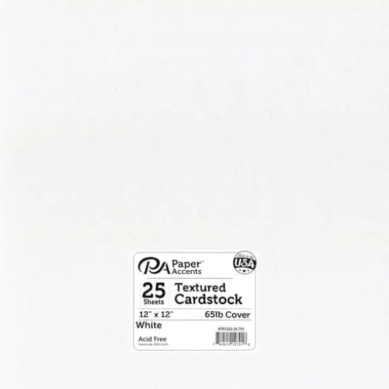 PA Paper&trade; Accents White 12" x 12" 65lb. Textured Cardstock, 25 Sheets {1}