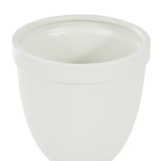 22" White Ceramic Fluted Urn Jar {6}