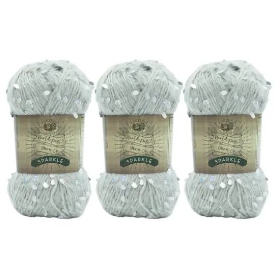 3 Pack Lion Brand&reg; North Pole Yarn Co. Sparkle Yarn Silver {1}