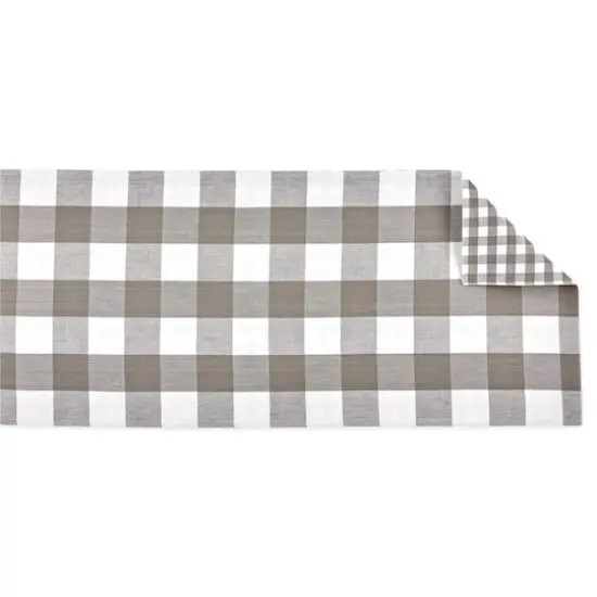 DII® 72" Reversible Gingham & Buffalo Check Table Runner Gray/White {5}