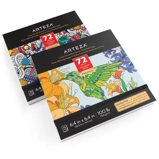 Arteza&reg; 6.4" x 6.4" Animal & Doodle Coloring Book Set {3}