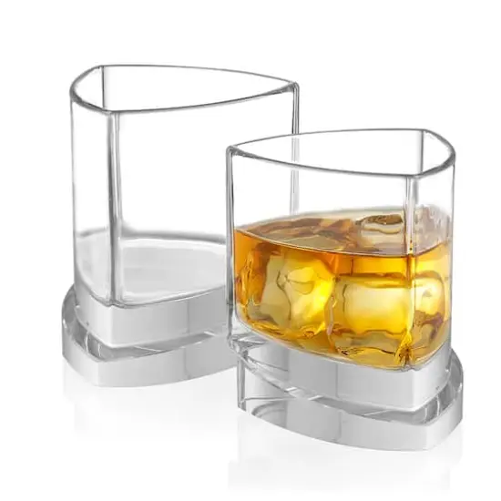 JoyJolt&reg; 9.9oz. Aqua Vitae Triangle Off Base Whiskey Glasses, 2ct. {1}