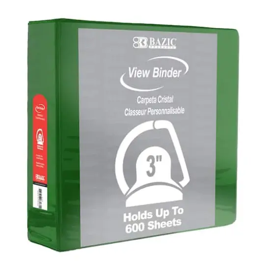 BAZIC&reg; Slant D Ring 2-Pocket View Binder Green {1}