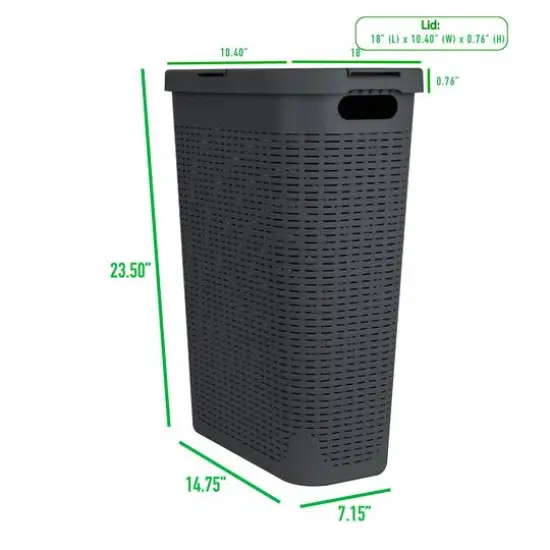 Mind Reader 23.5'' Slim Laundry Hamper with Cutout Handles Gray {4}