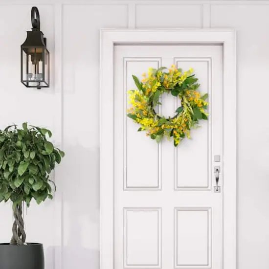 24" Yellow Spring Winter Jasmine Floral Wreath {6}
