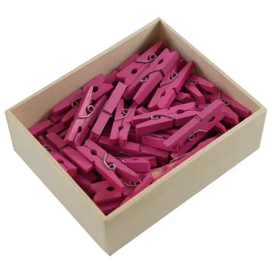 JAM Paper 1.125" Wood Clip Clothespins, 100ct. Fuchsia Pink {1}