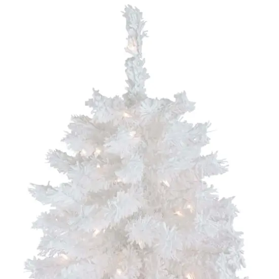 6.5ft. Pre-Lit Flocked White Spruce Artificial Christmas Tree, Clear Lights {6}