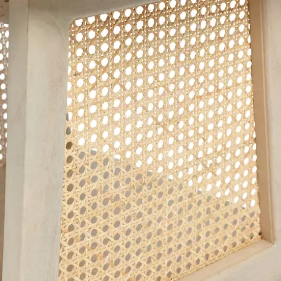 Hello Honey® 26" Bohemian Wood Coffee Table with Woven Cane Sides Blonde Finish {9}