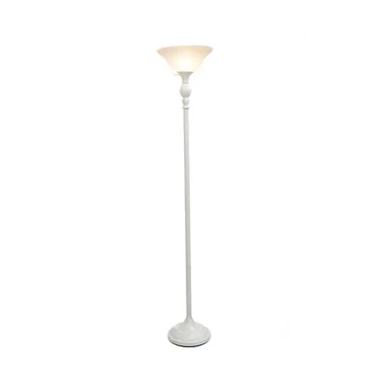 Lalia Home 6ft. Torchiere Floor Lamp with Marbleized Shade White with White Shade {3}