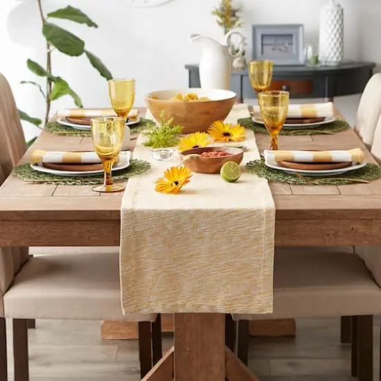 DII® 72" Tonal Recycled Cotton Slubby Rib Table Runner Honey Gold {6}