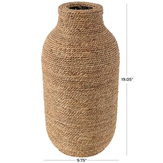 19" Brown Seagrass Handmade Wrapped Vase {4}