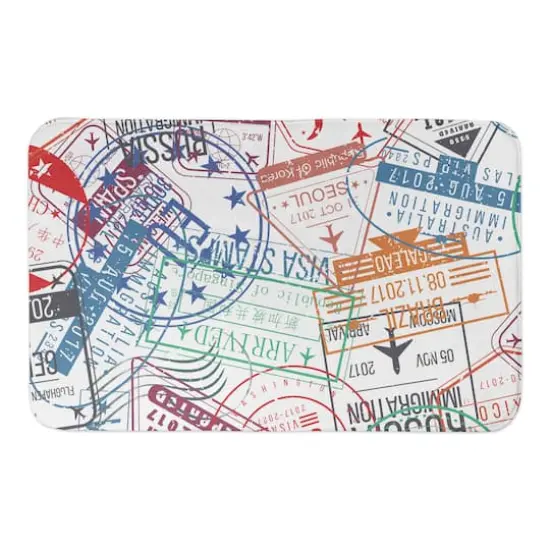 Colorful World Stamps 34" x 21" Bath Mat {1}