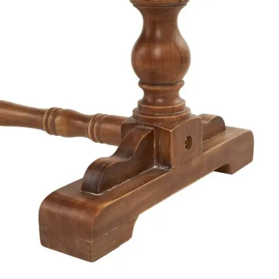 Cream Fabric Bench with Brown Turned Legs {7}