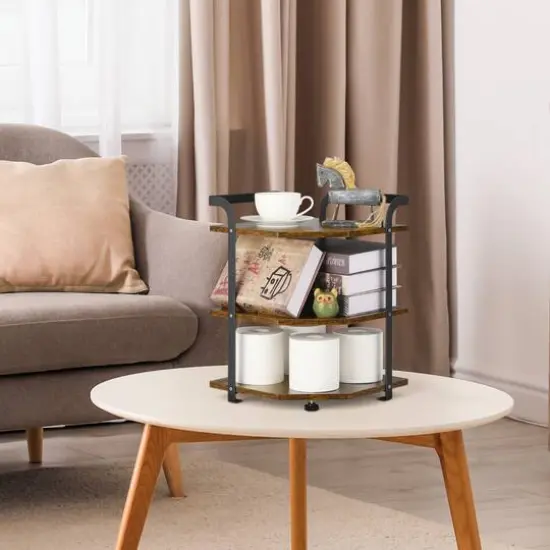 NEX&trade; Brown 3-Tier Small Corner Shelf Cabinet Organizer {6}