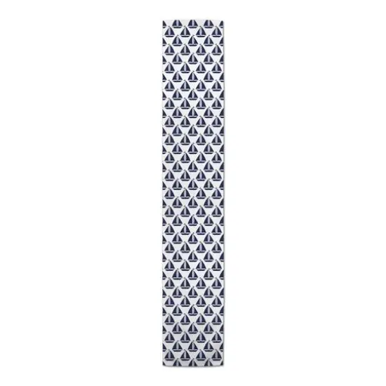 Sailboats Indoor/Outdoor Table Runner Navy on White {1}