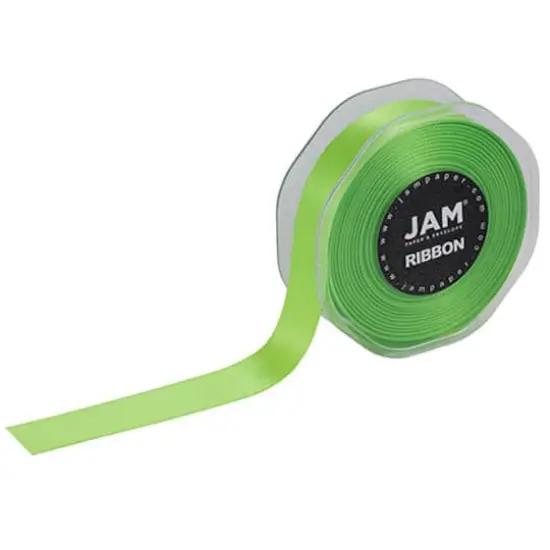 JAM Paper 7/8" x 25yd. Double Face Satin Ribbon Lime Green {1}
