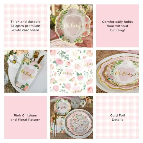 Kate Aspen&reg; Pink Floral Baby Shower Onesie Tableware Set {6}