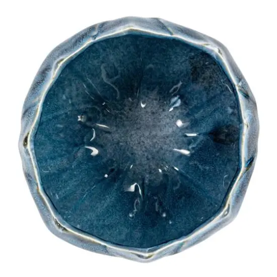 Hello Honey&reg; 7" Blue Reactive Glaze Scalloped Edge Stoneware Planter {7}