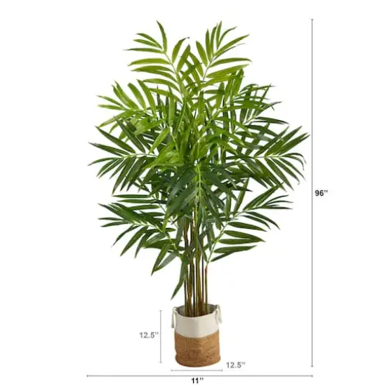 8ft. King Palm Artificial Tree with 12 Bendable Branches in Handmade Natural Jute and Cotton Planter {3}
