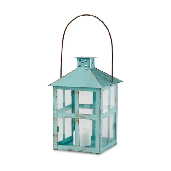 Kate Aspen&reg; 8" Blue Distressed Lantern {1}