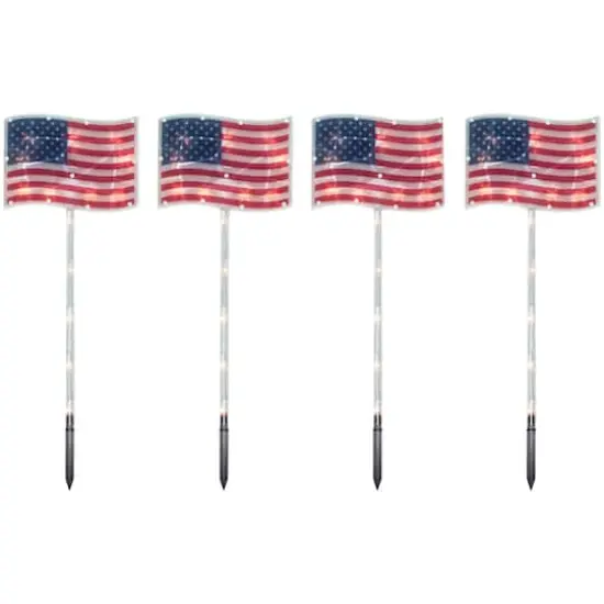 4ct. Patriotic American Flag 4th of July Pathway Marker Lawn Stakes {1}
