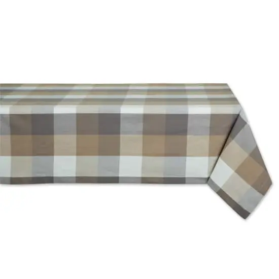 DII&reg; 52" Tri Color Check Tablecloth Stone {1}