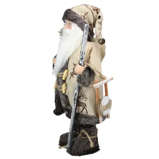 16.5" Country Rustic Santa Claus Carrying Sled & Sack of Gifts {4}