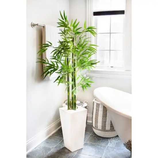5ft. UV Resistant Bamboo Tree in White Planter {8}