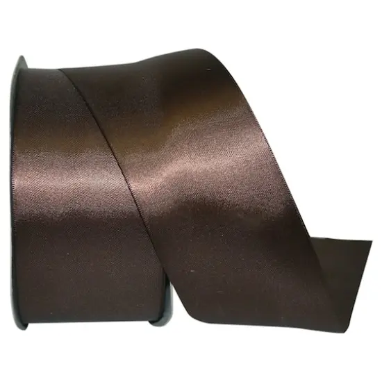 JAM Paper 2.5'' x 50yd. Double Face Satin Ribbon Chocolate Brown {1}
