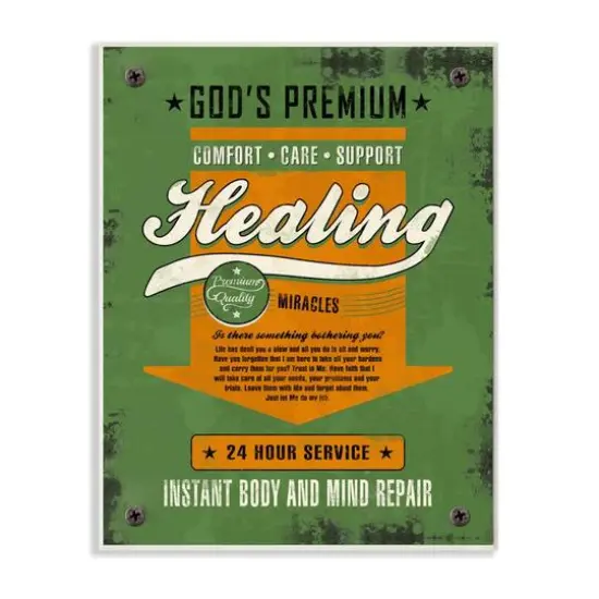 Stupell Industries Healing Miracles Religious Retro Wooden Wall Plaque {1}