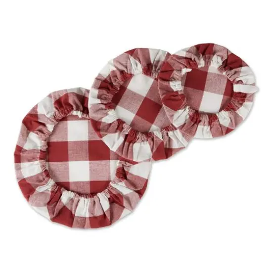 DII&reg; Assorted Barn Red Buffalo Check Woven Dish Cover Set {4}