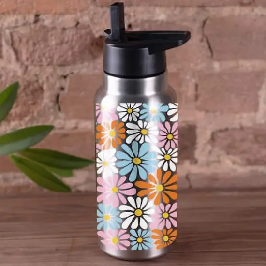 32oz. Hippie Floral Pattern Stainless Steel Tumbler {3}