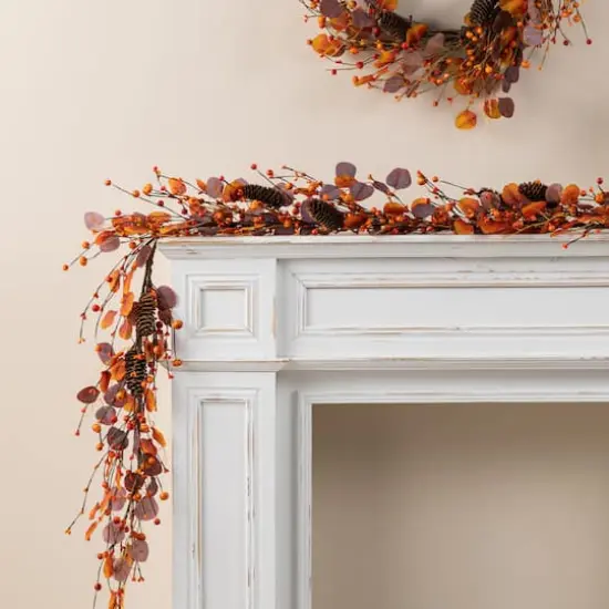 Glitzhome&reg; 6ft Fall Eucalyptus Berry Garland {4}
