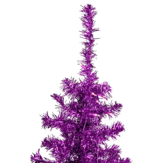 4ft. Pre-Lit Purple Tinsel Artificial Christmas Tree, Clear Lights {5}