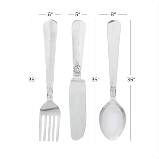 Silver Aluminum Flatware Wall Accent Set, 3ct. {7}