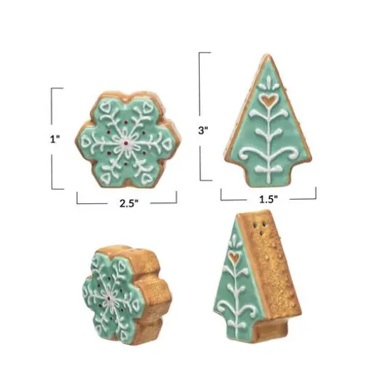 Hello Honey&reg; Aqua Iced Christmas Cookie Ceramic Salt & Pepper Shaker Set {4}