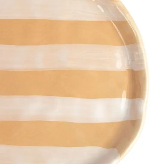 Hello Honey&reg; 6" Brown & White Striped Hand-Painted Stoneware Plate, 12ct. {6}