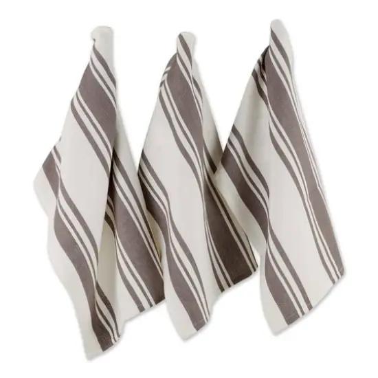 DII&reg; Gray Chef Stripe Dish Towels, 3ct. {1}