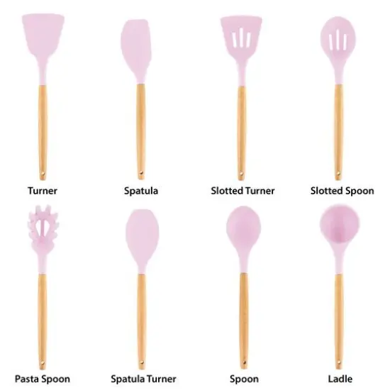 MegaChef Pink Silicone & Wood Cooking Utensils Set, 9ct. {8}