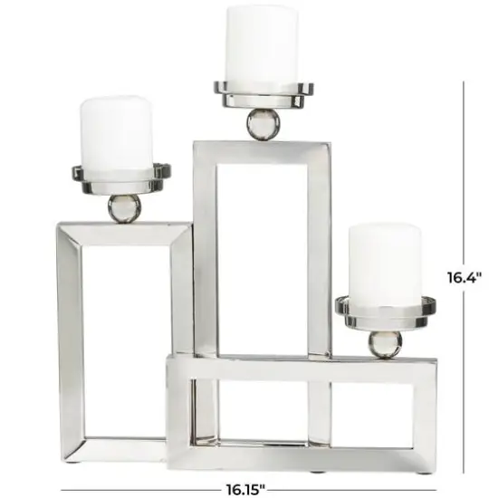 16" Silver Stainless Steel Rectangular Candelabra {6}