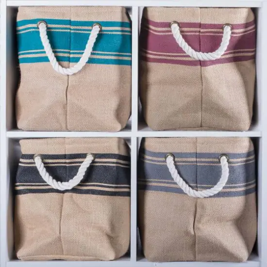 DII&reg; 16" Wine Border Burlap Round Bin {4}