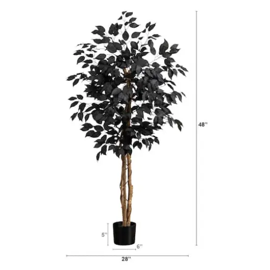 4ft. Artificial Halloween Black Ficus Tree with Natural Trunk {3}