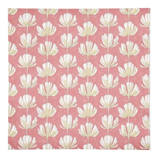 Pink Floral Pattern 10" x 10" Cotton Twill Napkin {1}
