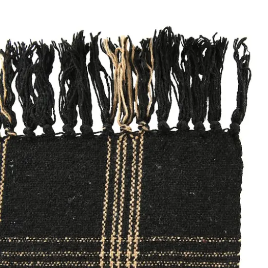 Hello Honey&reg; Plaid Black & Tan Fringed Throw {3}